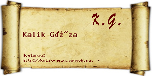 Kalik Géza névjegykártya