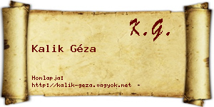 Kalik Géza névjegykártya